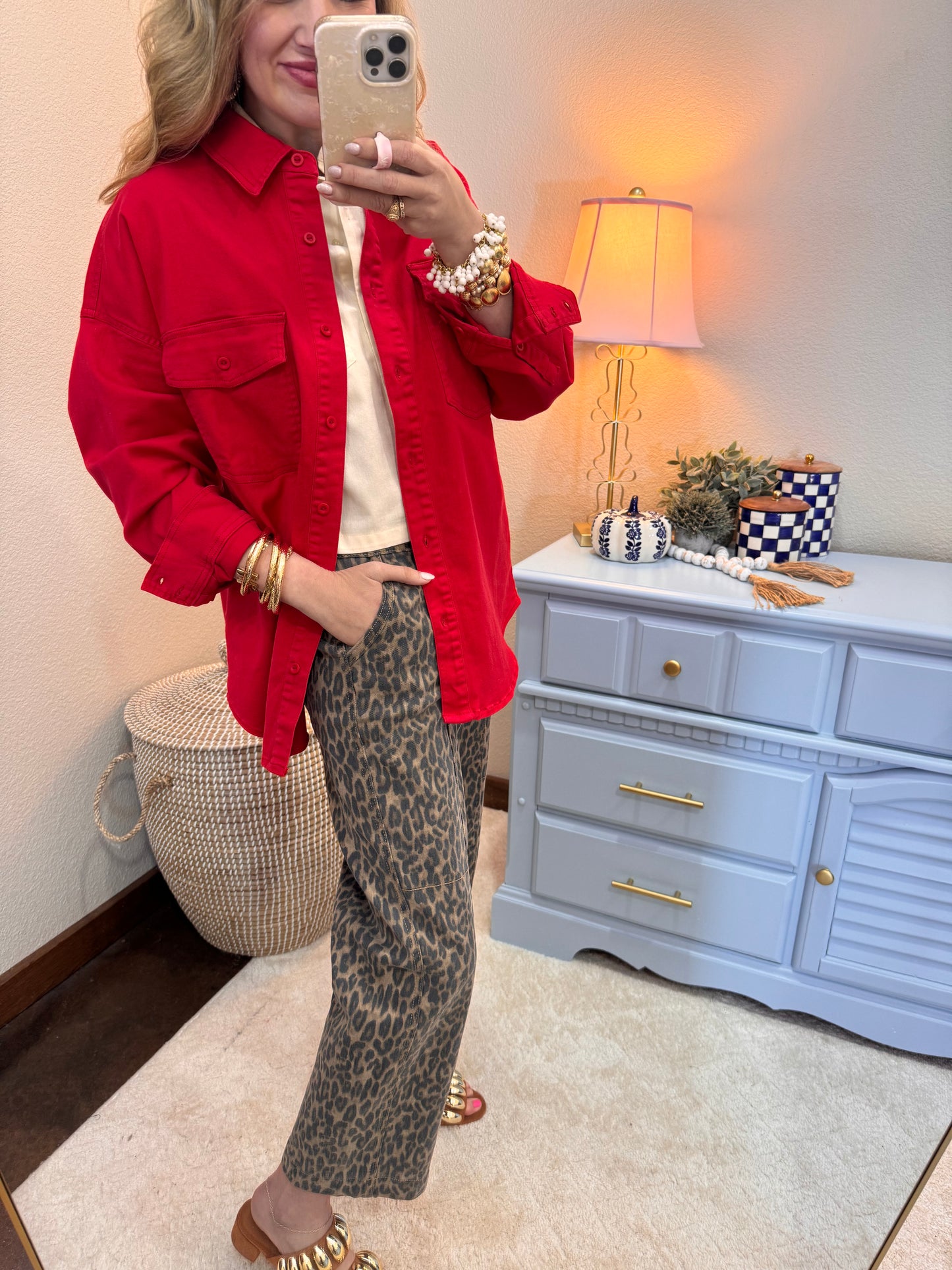 Risen Scarlet Oversized Shirt Jacket