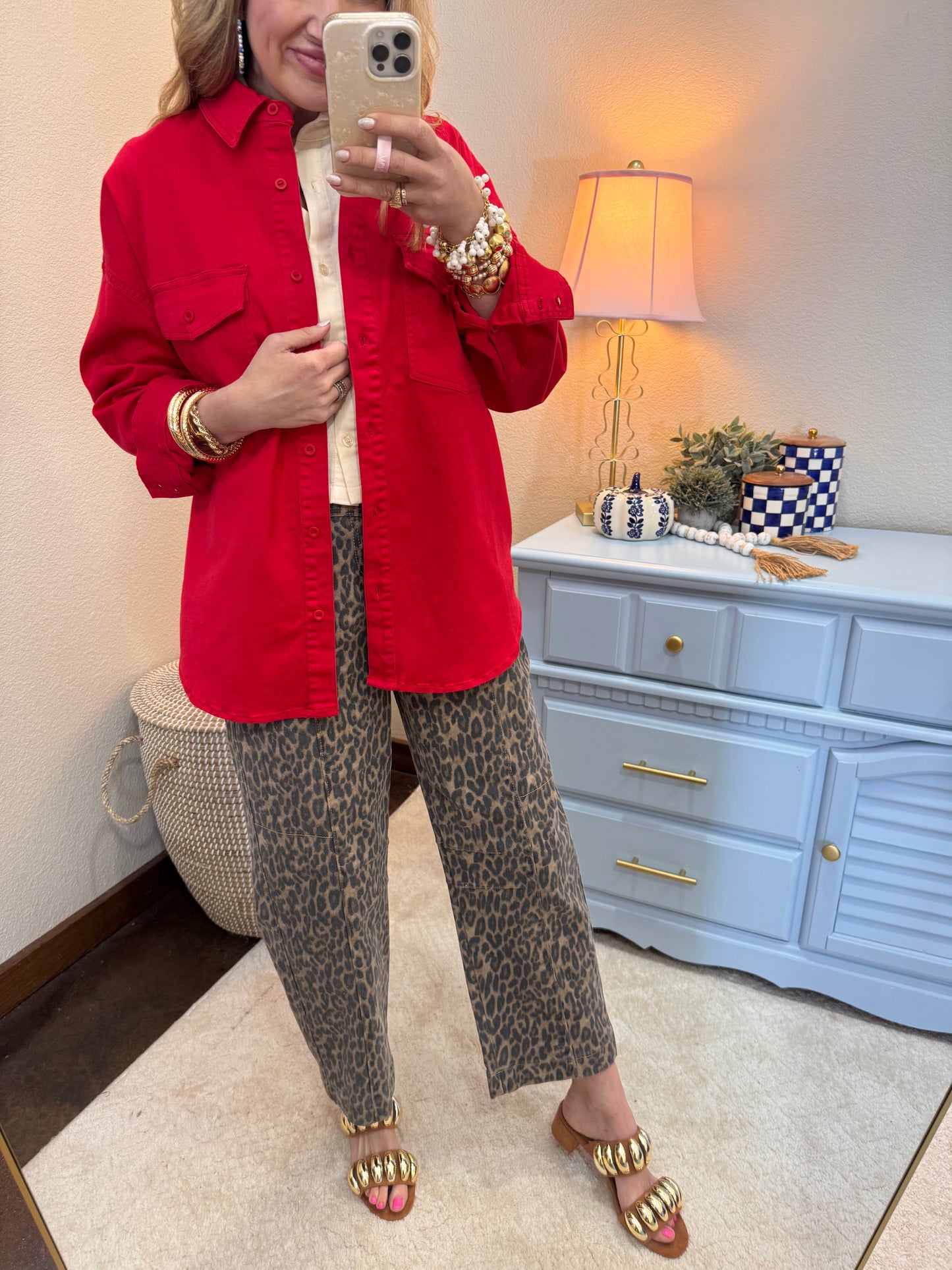 Risen Scarlet Oversized Shirt Jacket