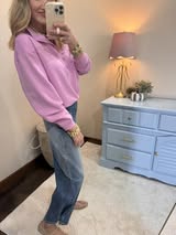Mauve Scuba Half Zip Pullover Sweatshirt