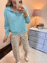 Mint Sky Scuba Half Zip Pullover Sweatshirt