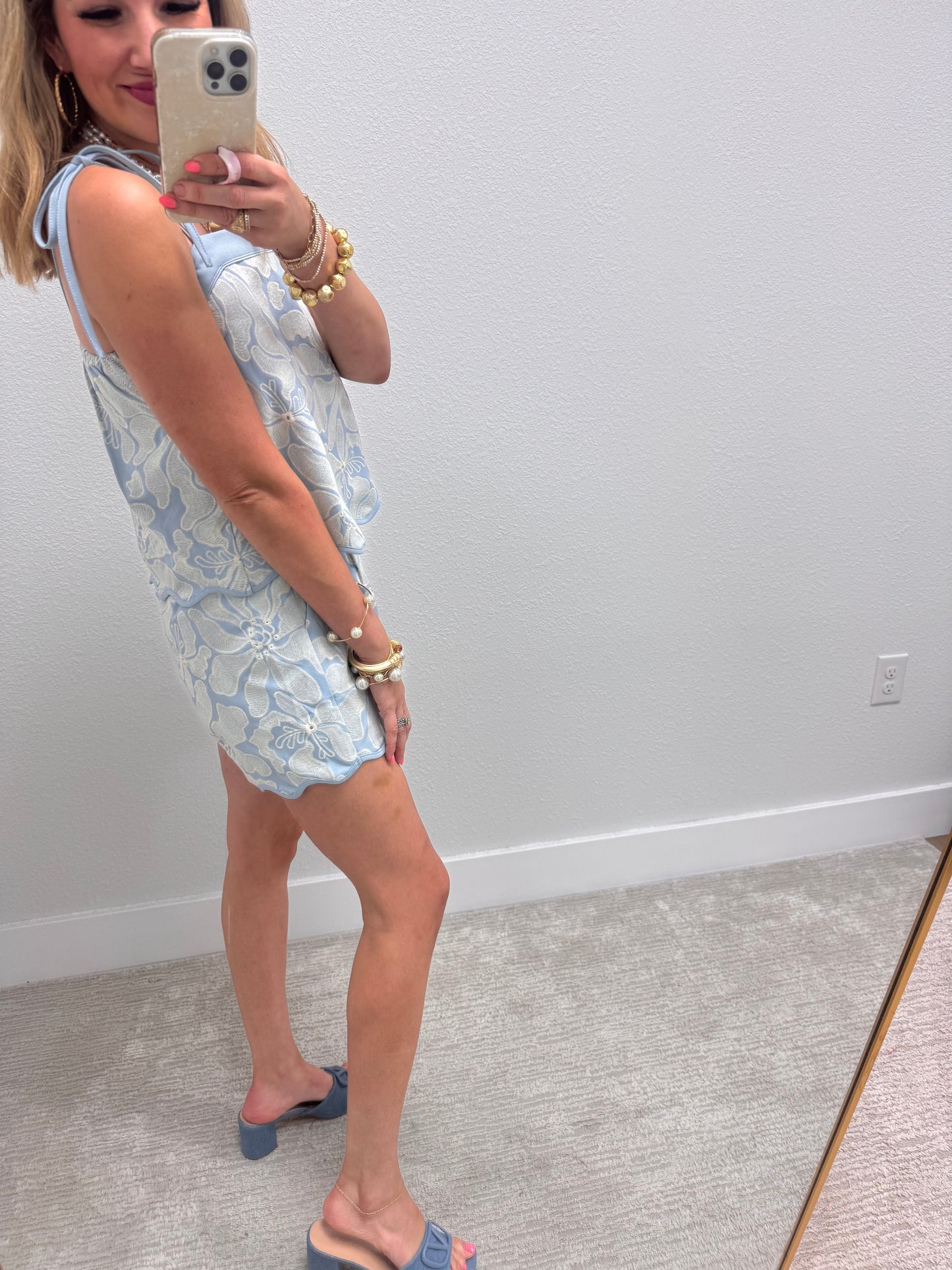 Aug11- Light Blue Floral Embroidered Set