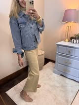 Heart Back Tapestry Panel Denim Jacket