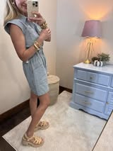 Denim Washed Patch Pocket Detail Stripe Dress