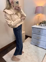 Champagne Ruffle Detail Stand Collar Blouse