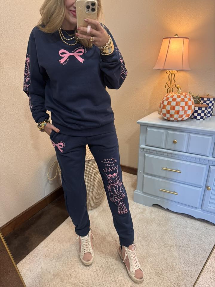 Navy Nutcracker Two Piece Sweat Suit