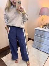 Navy and Cream Side Lace Pant