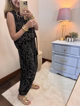 Leopard Printed Soft Knit Crew Neck Pant Set