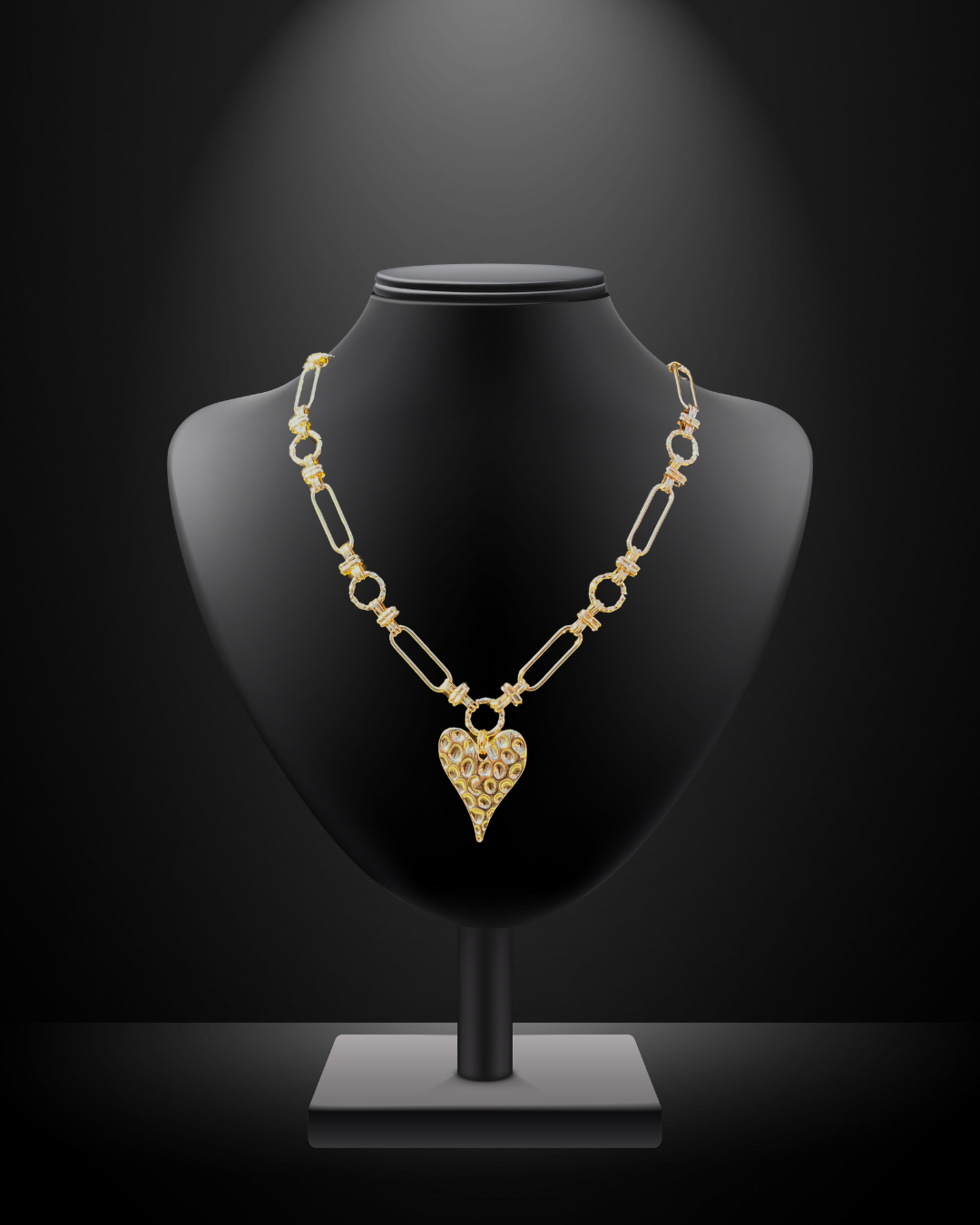 Gold Hammered Heart Necklace