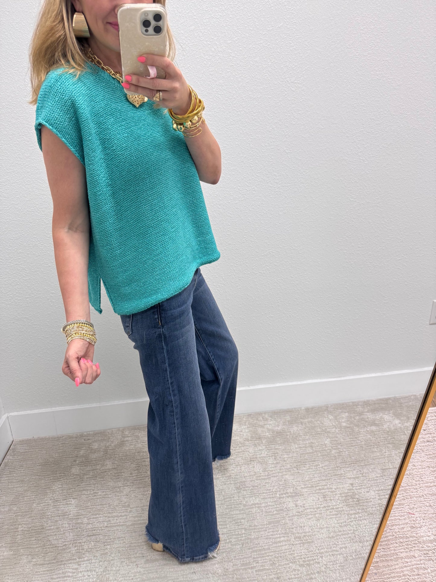 Aug11- Turquoise Knit Sweater Tank