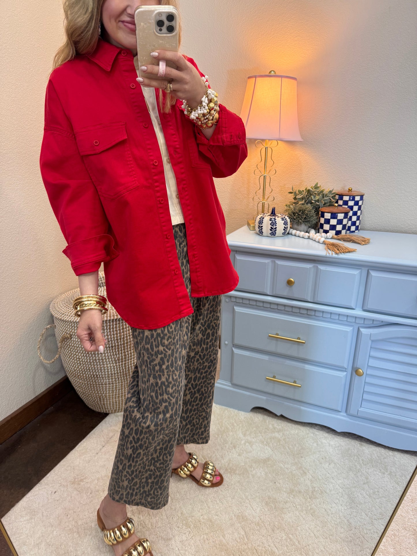 Risen Scarlet Oversized Shirt Jacket