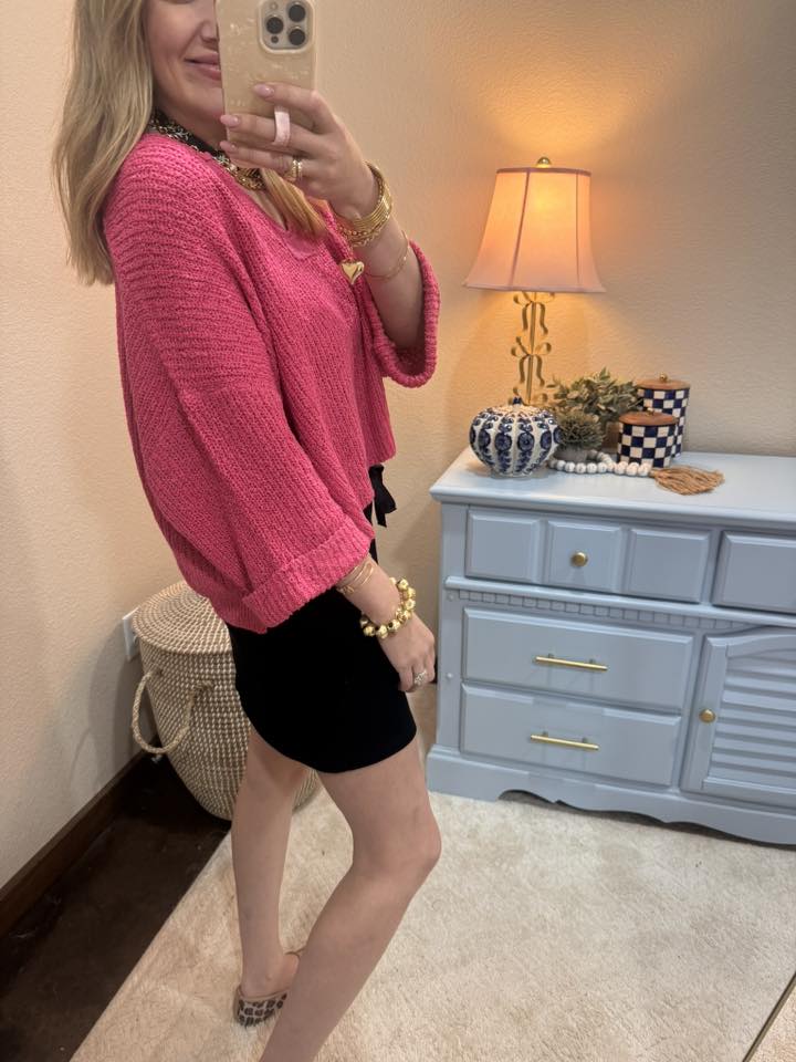 Pink 3/4 Knit Top