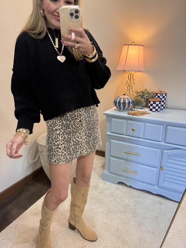 Black Crop Mock Neck