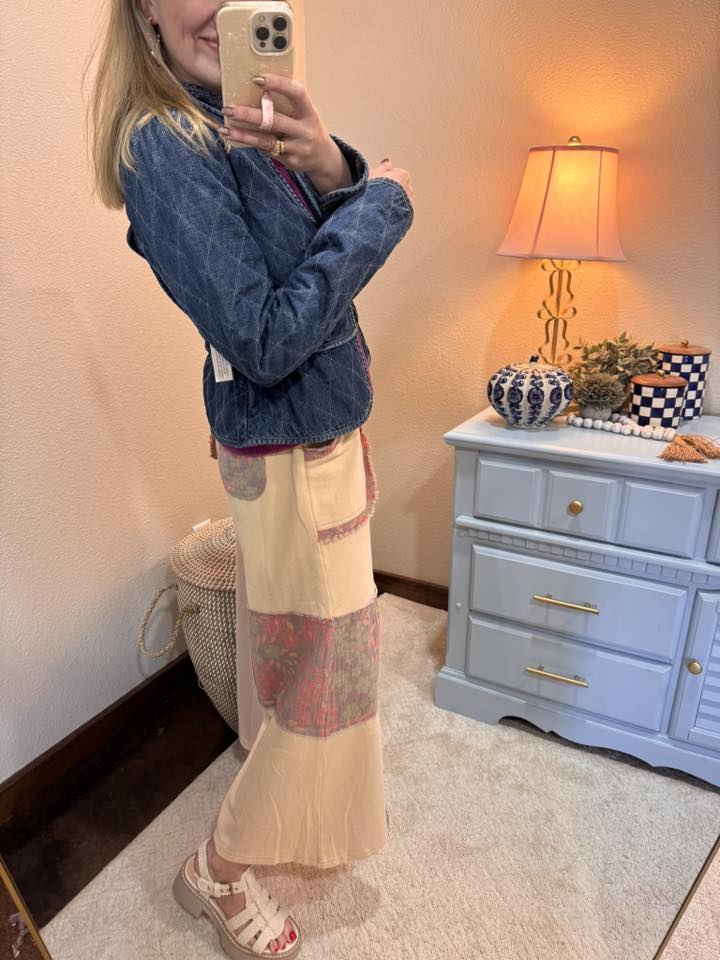 Oatmeal Print Mix Mineral Washed Pants