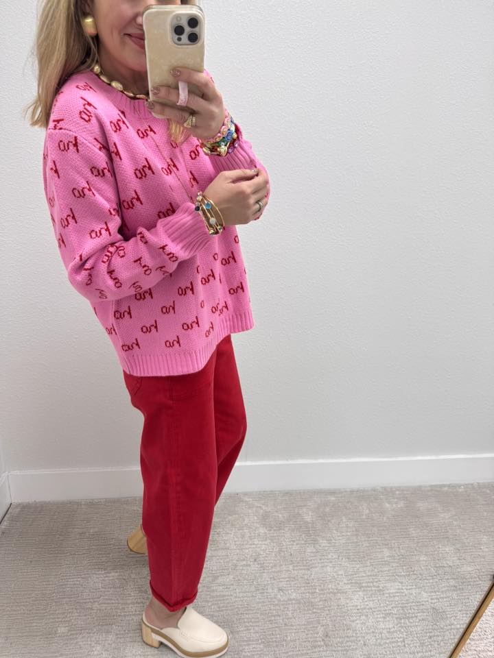 Pink and Red Ho Ho Ho Sweater