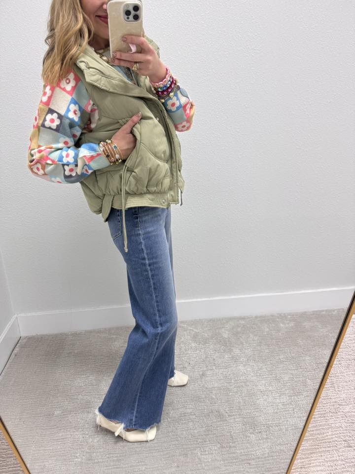 Pastel Floral Textured Knit Pattern And A High Neckline Sweater