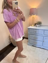 Mauve Ribbed Short Sleeve
