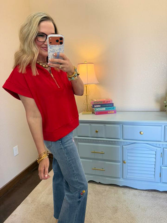 Ruby Scuba High Neck Half Zip top