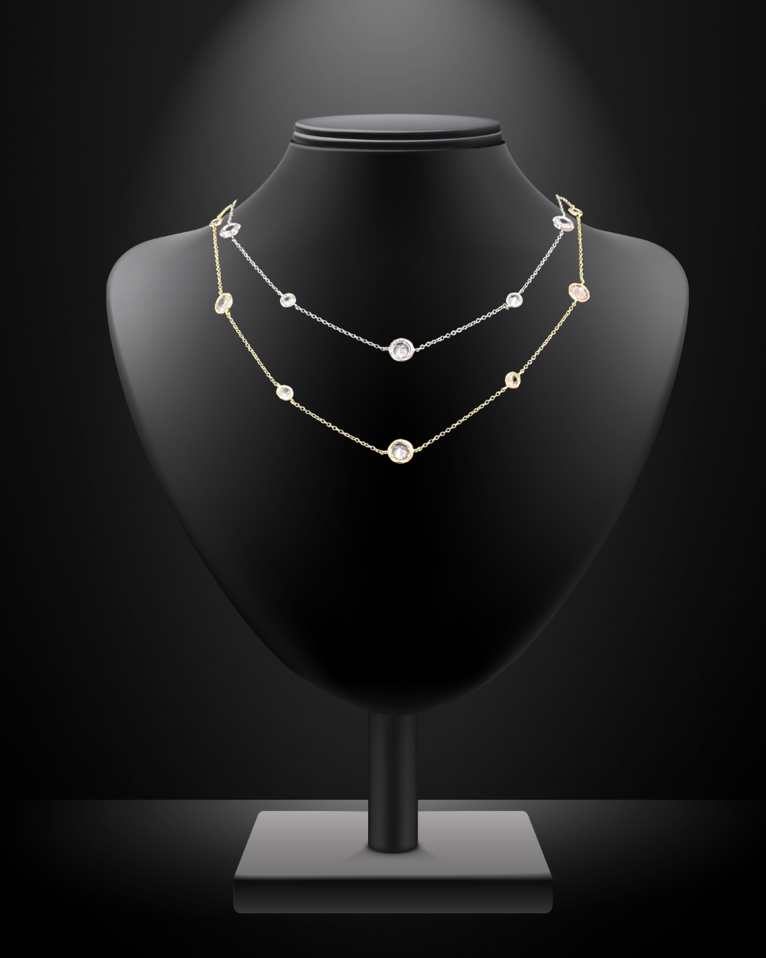 Lux Crystal Chain Necklace (silver and gold)