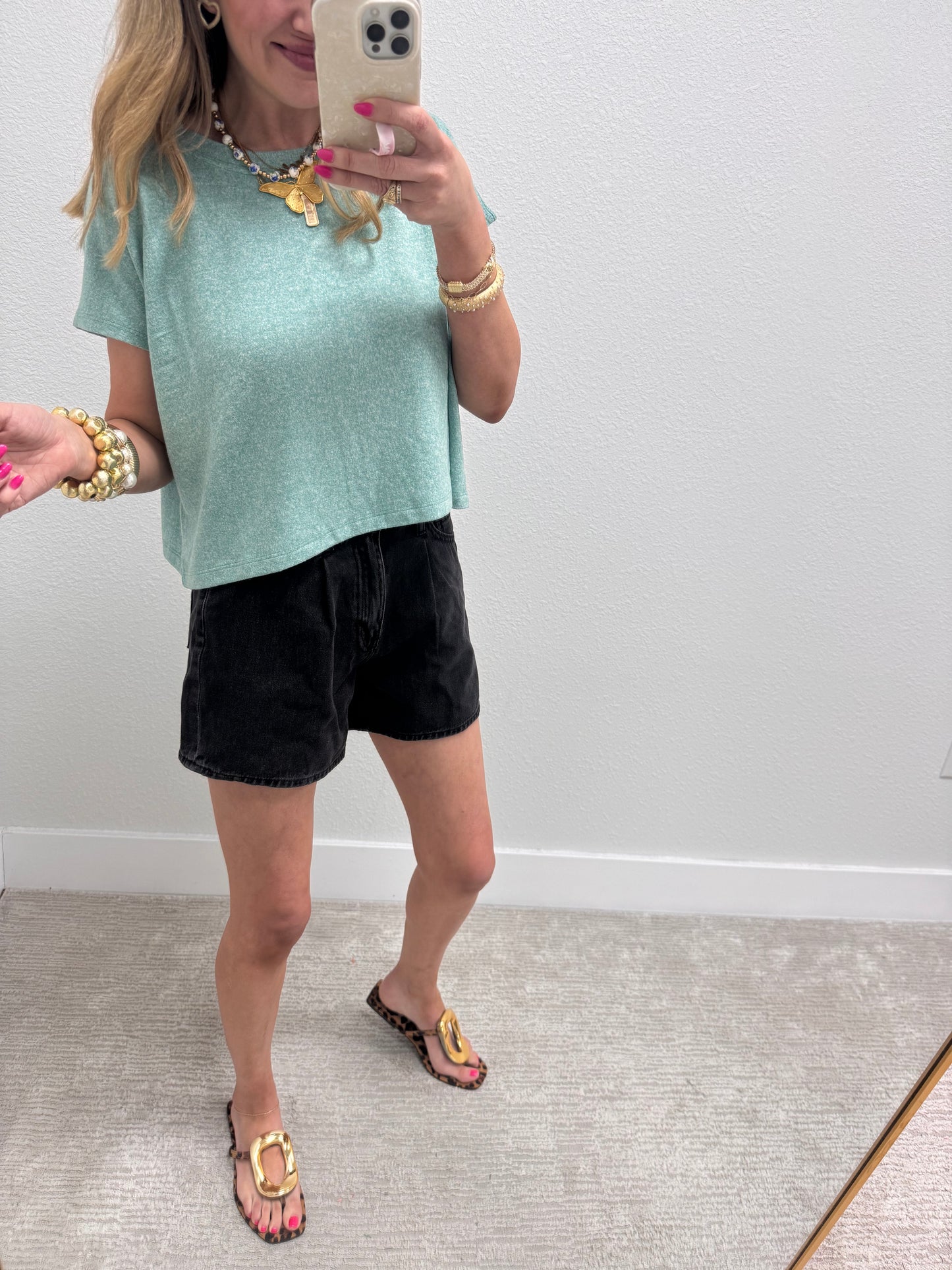 Black JBD Pleated Denim Shorts