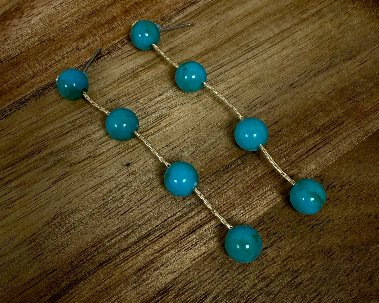 Turquoise Drop Down Bead Earrings