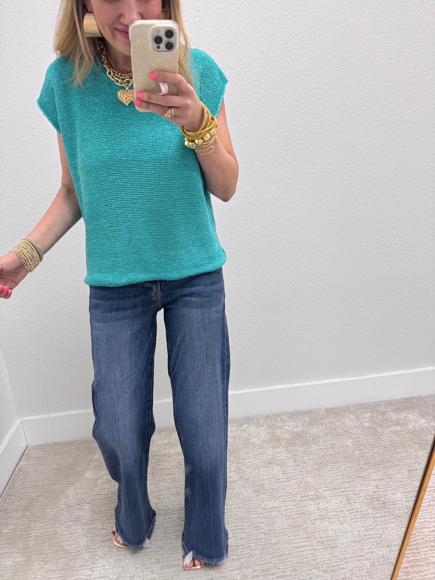 Aug11- Turquoise Knit Sweater Tank