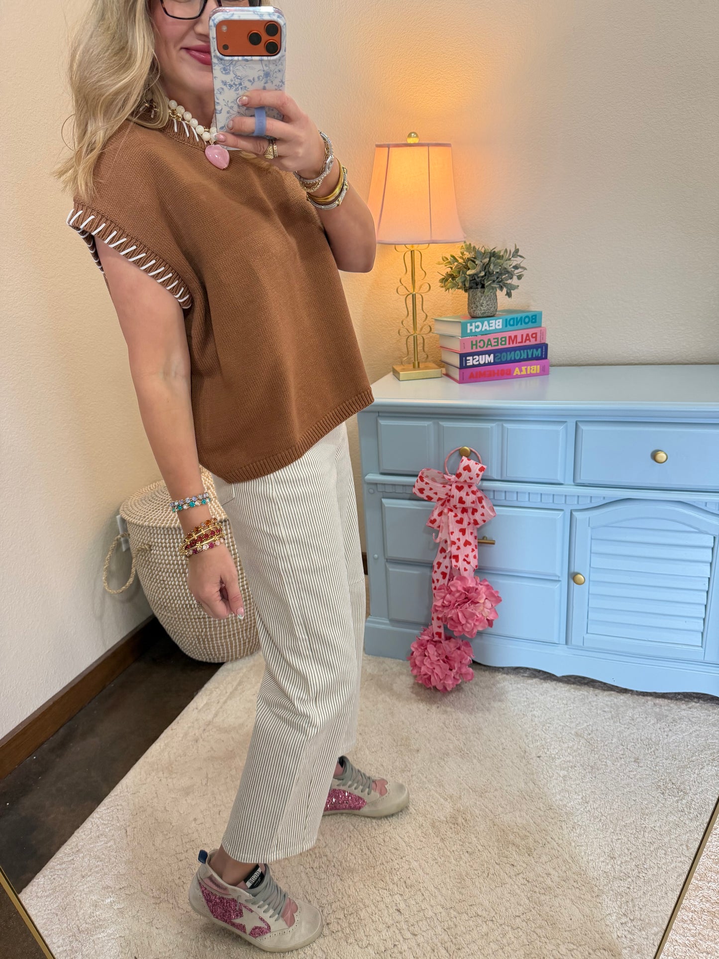 Camel Stitch Detailed Sweater Vest Top