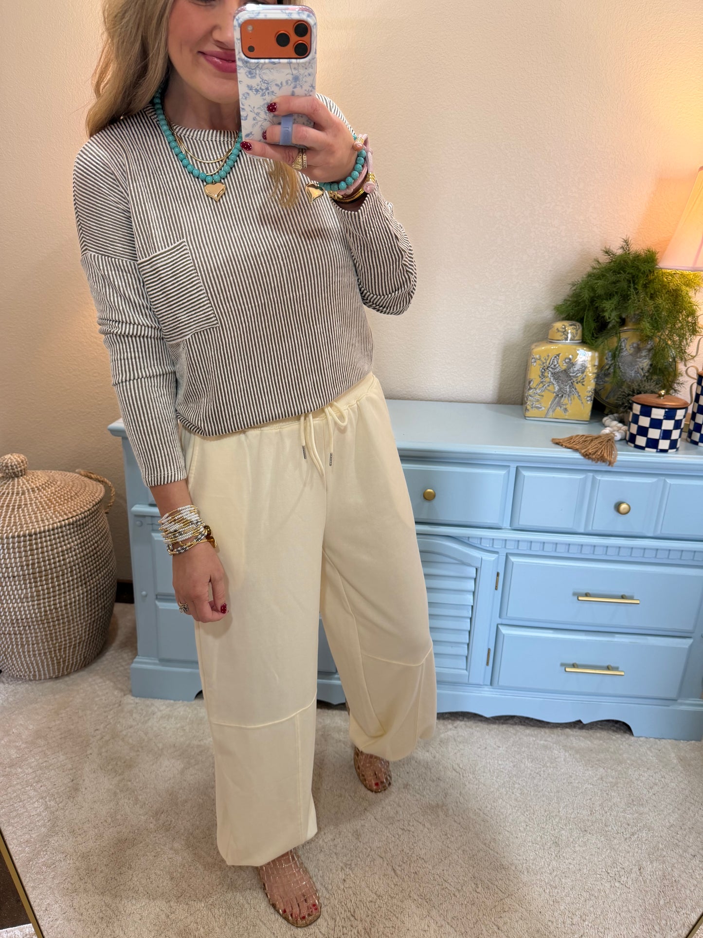 Taupe Ribbed Long Sleeve Top
