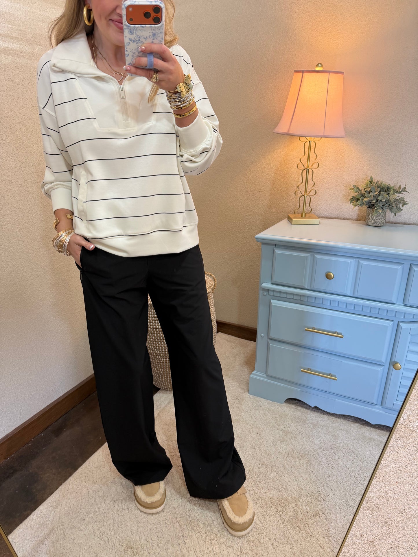 Black Stretch Straight Leg Aithlesure Pants