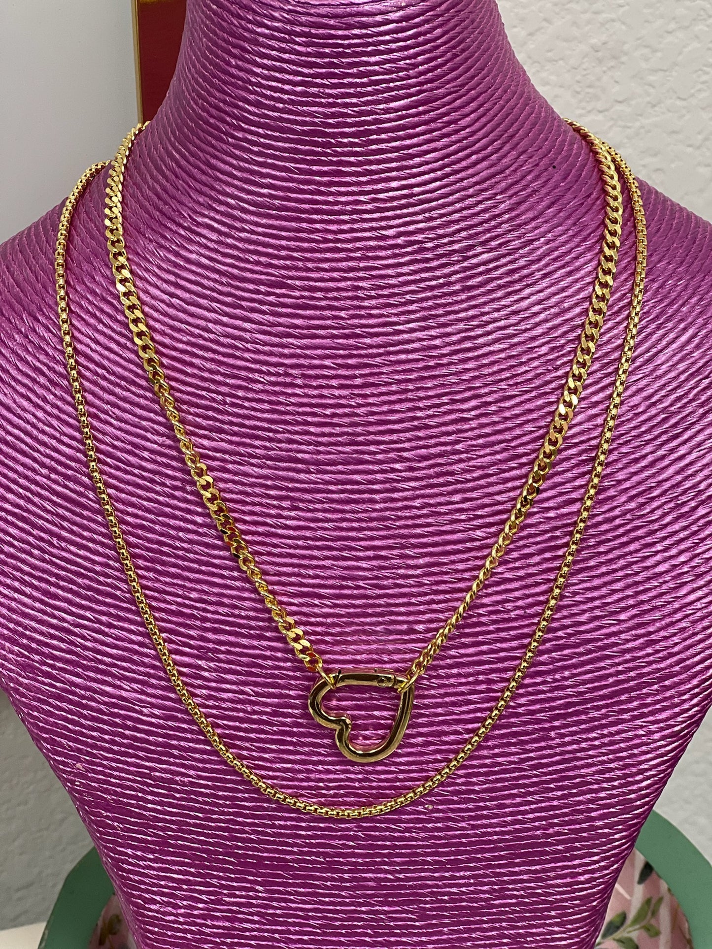 Gold Double Strand Heart Magnetic Necklace