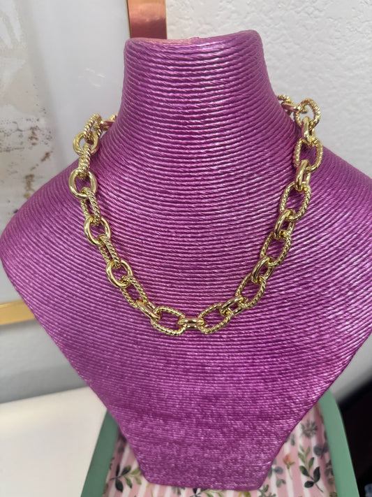 Textured Link Magnetic Necklace (Silver and Gold)