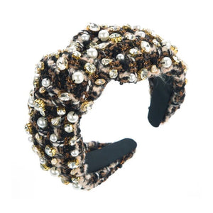 Tweed Pearl and Crystal Headband (Multiple Colors!)