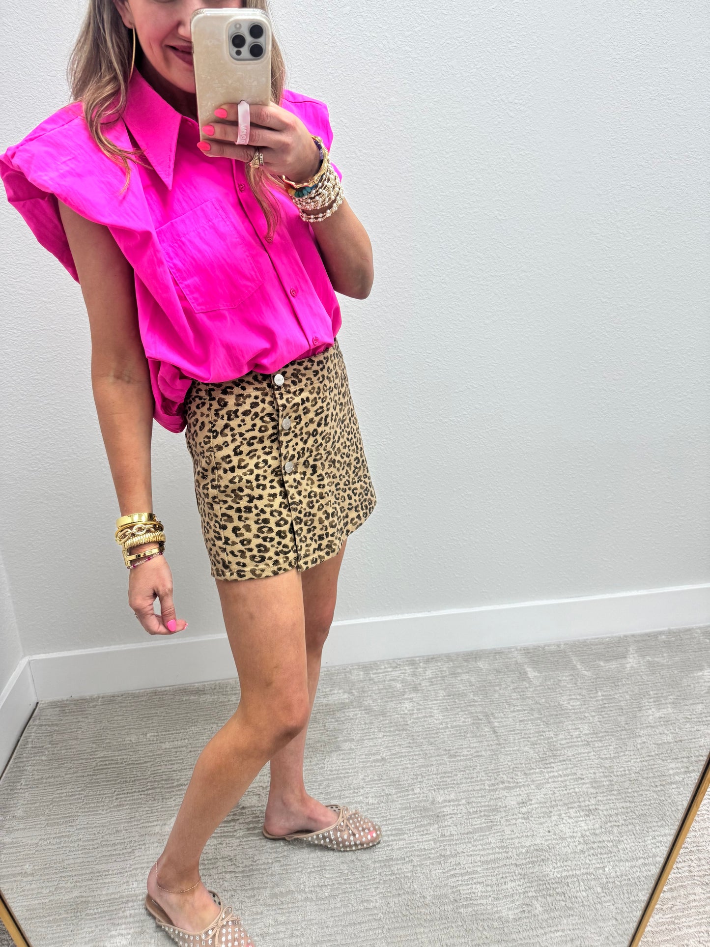 Pink Windbreaker Style Puff Sleeve Top