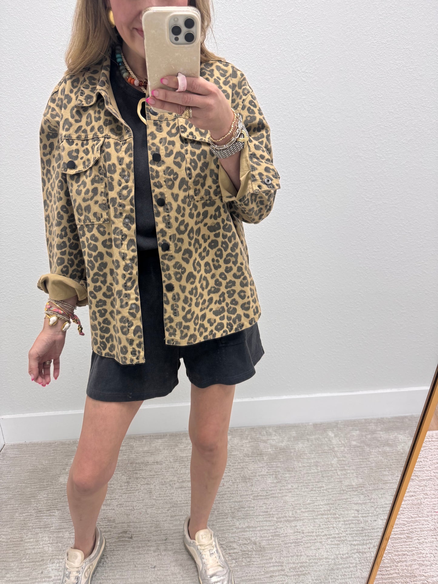 Oversized Leopard Denim Shacket