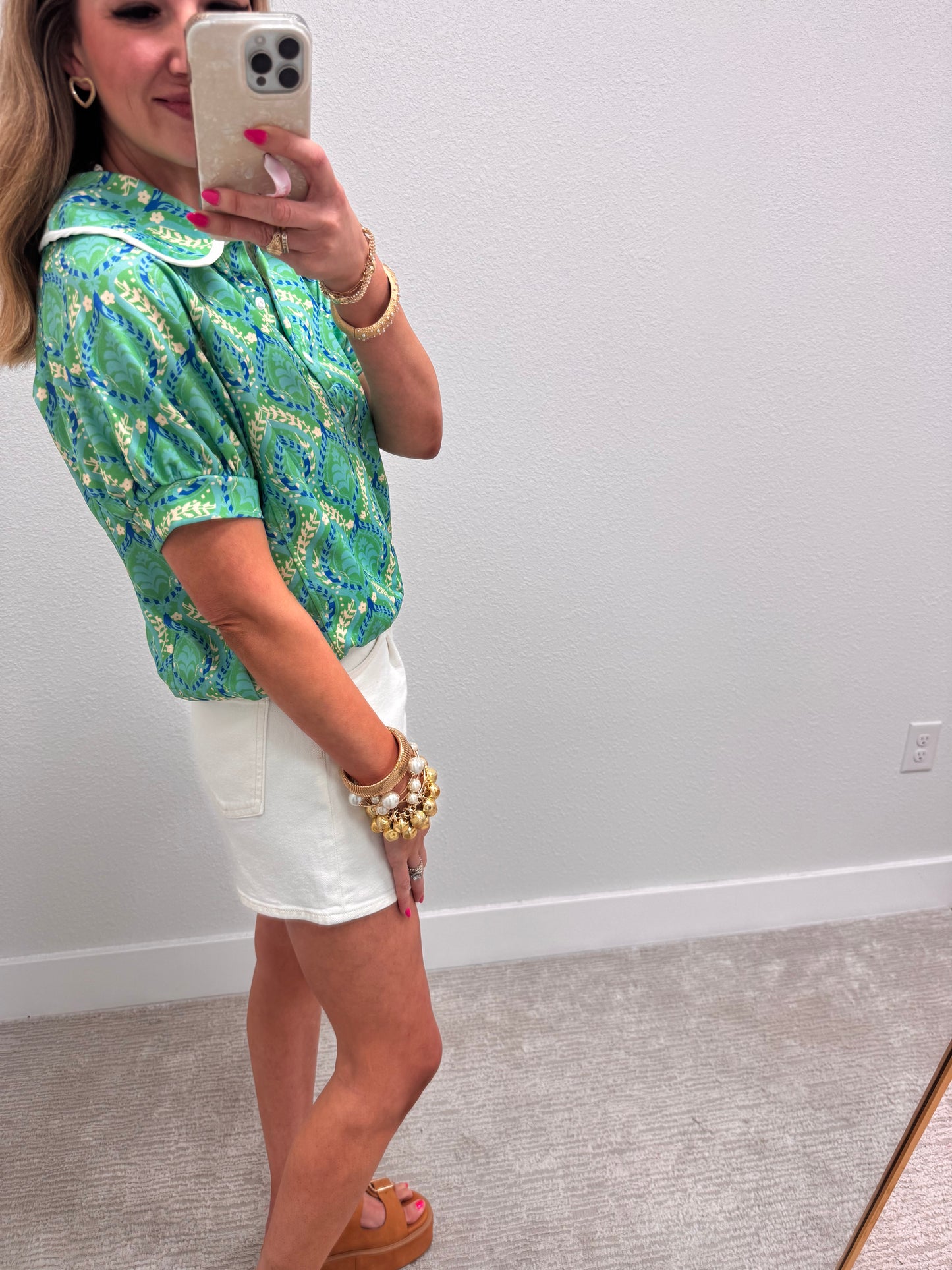 Cream JBD Pleated Denim Shorts
