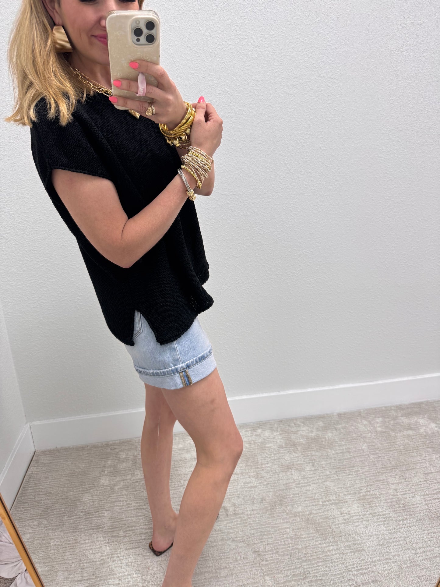 Aug11- Black Knit Sweater Tank