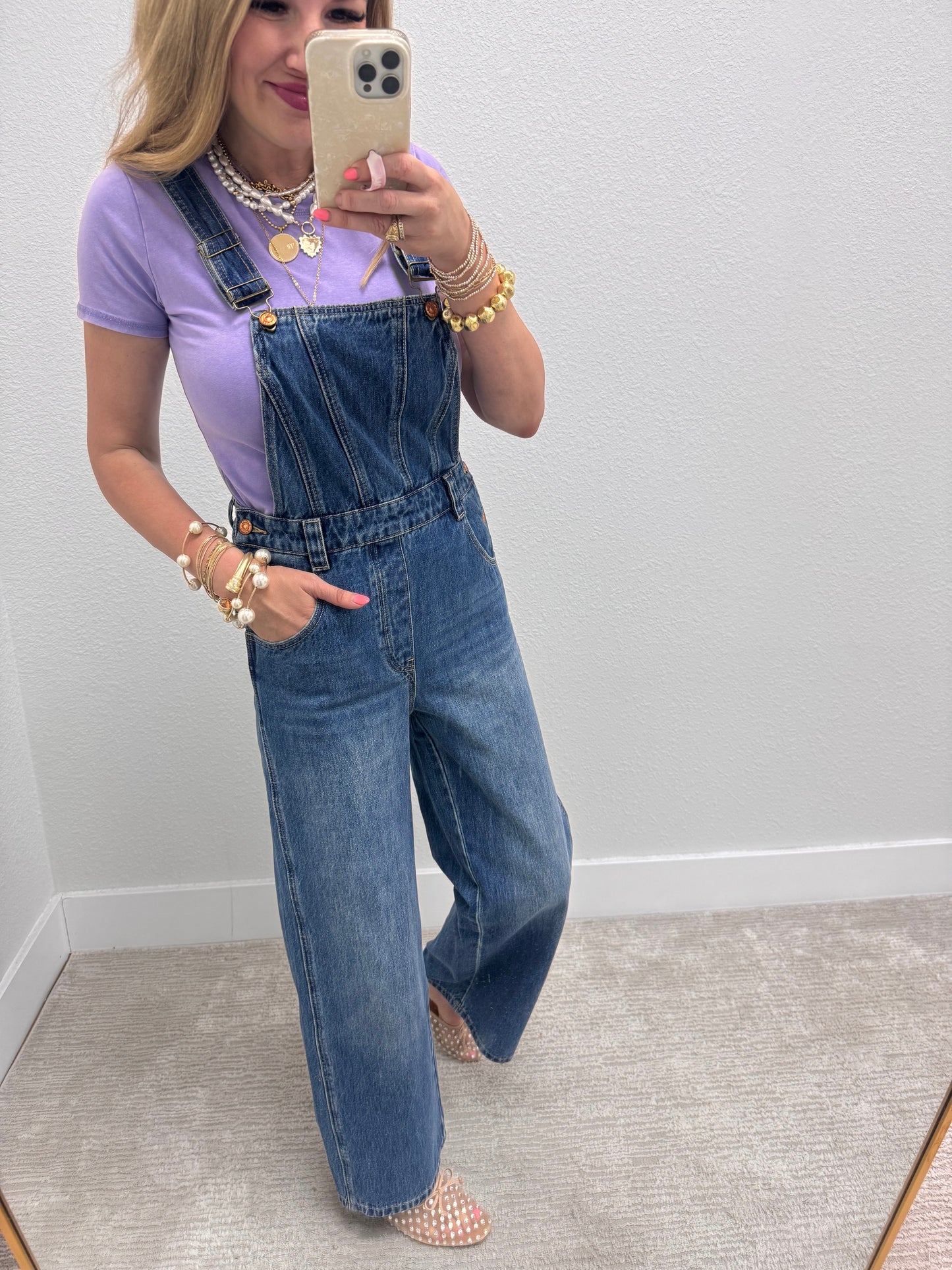 Aug11- Star Back Denim overalls