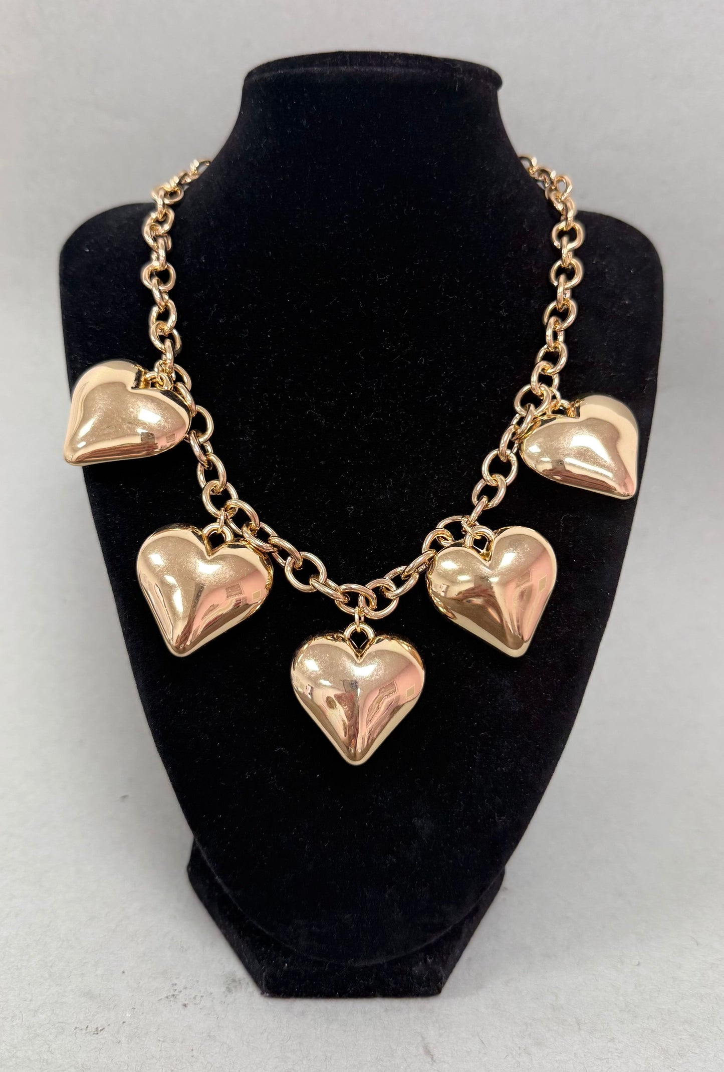 Gold 5 Heart Necklace
