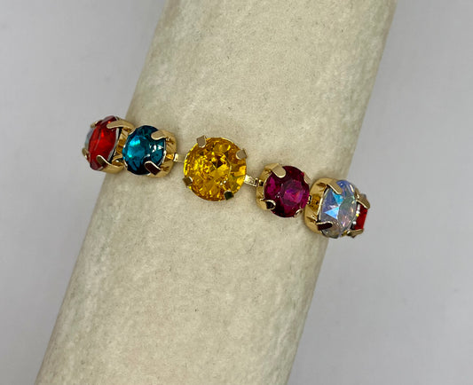 Crystal Dark Multi Stone with Magnetic Closure Bracelet