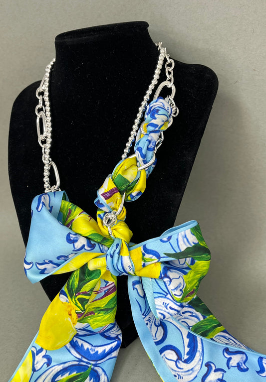 WR Beaded Chain with Open Rectangle Layered Multi Way Necklace- 2 Colors