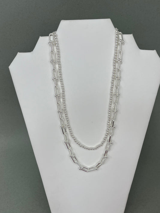 WR Double Layered Beaded with Horse Bit Chain Multi Way Necklace- 2 Colors