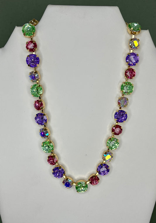 Light Multi Crystal Stone Magnetic Necklace