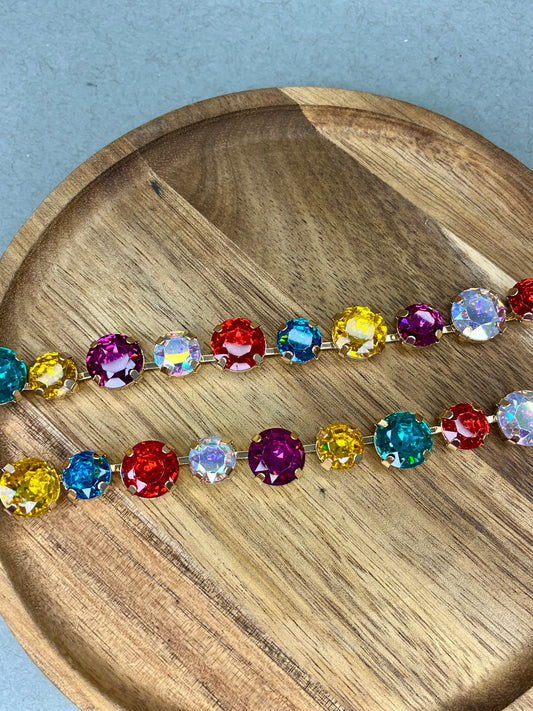 Dark Multi Crystal Stone Magnetic Necklace