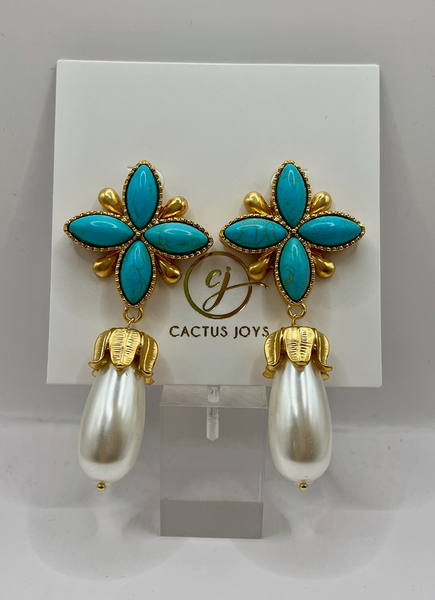 Luxe Gold And Turquoise Earrings