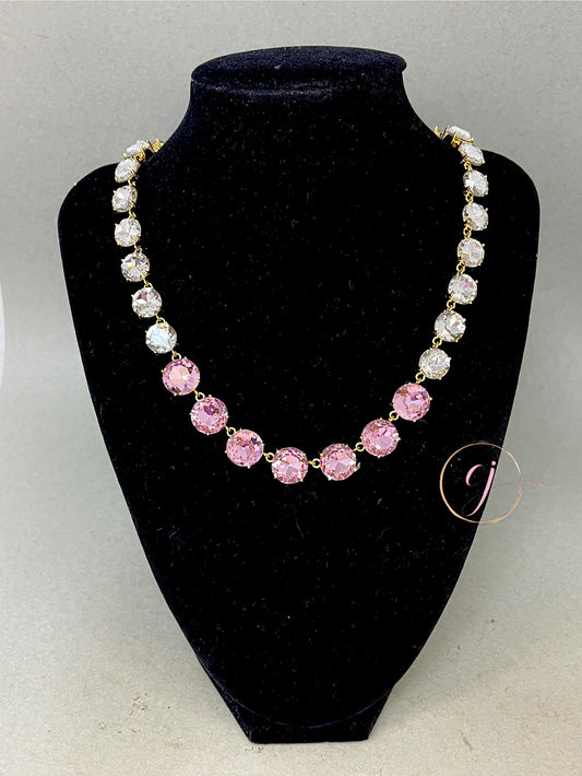Luxe Pink & Clear Crystal Necklace