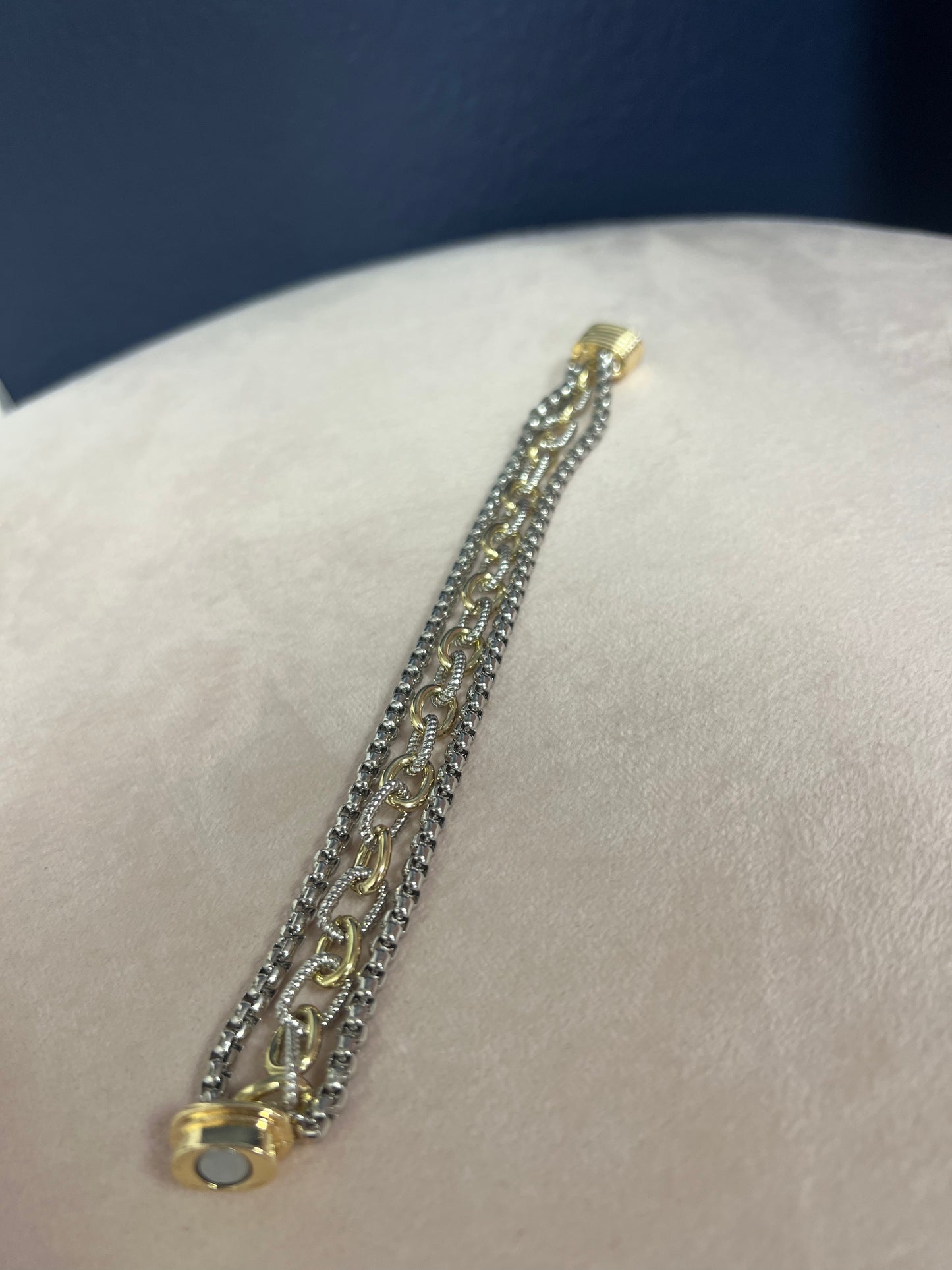 Three Stand Magnetic Mix Metal Bracelet