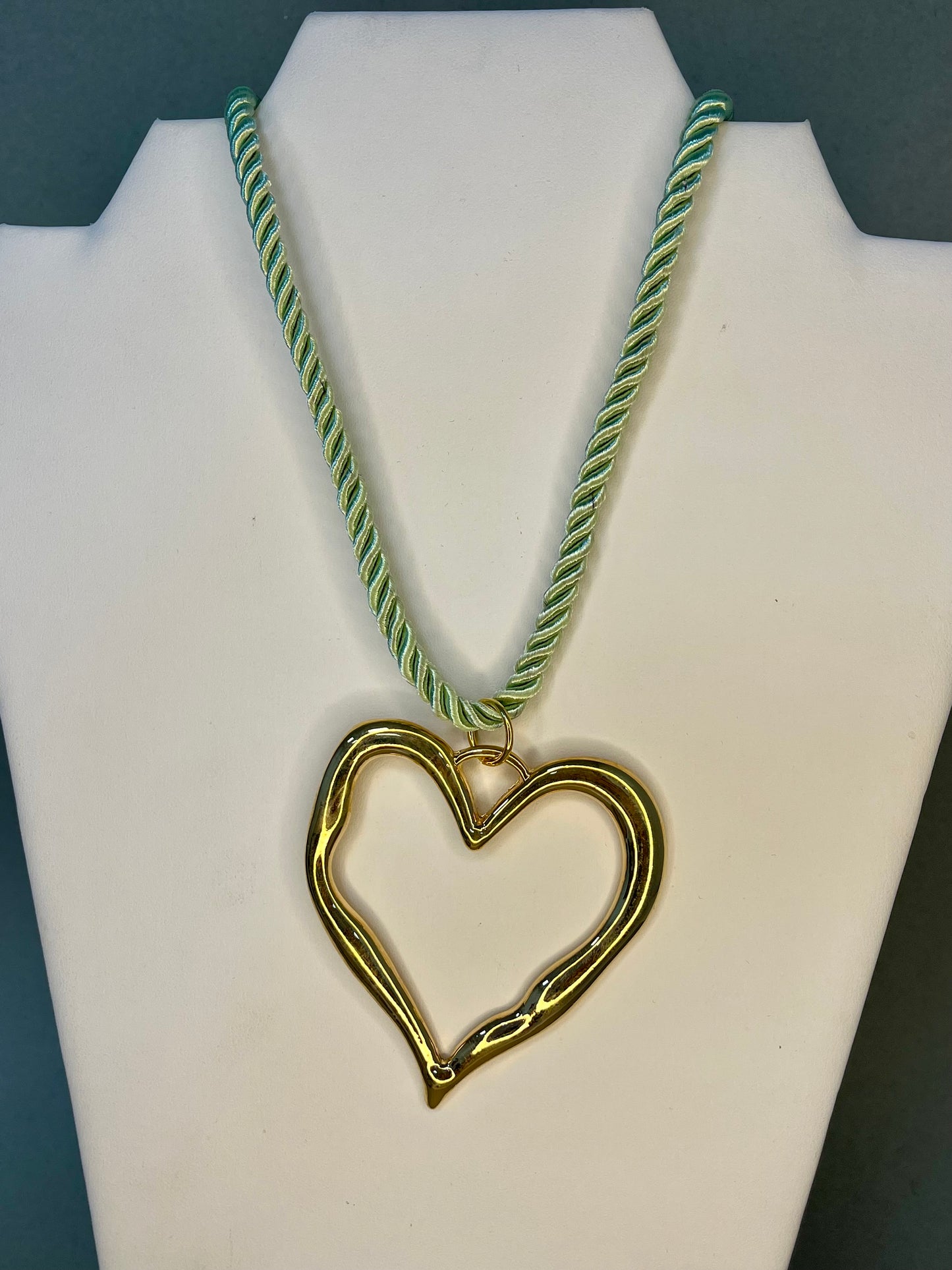 Mint Rope Heart Necklace