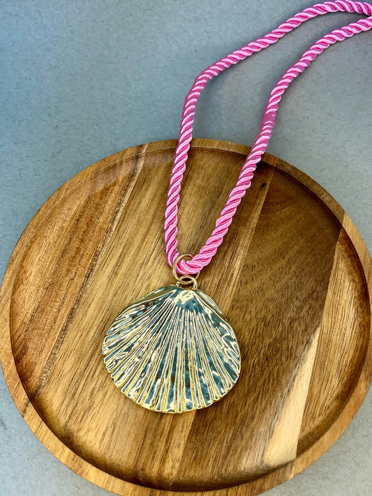 Pink Rope Seashell Necklace