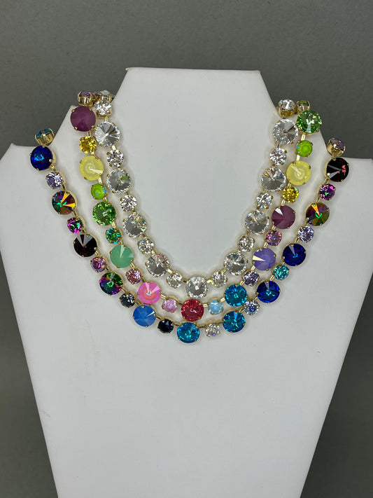 Magnetic Multi Size Crystal Necklace- 3 colors