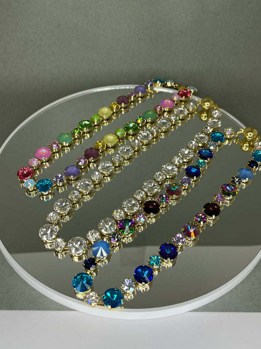 Magnetic Multi Size Crystal Necklace- 3 colors
