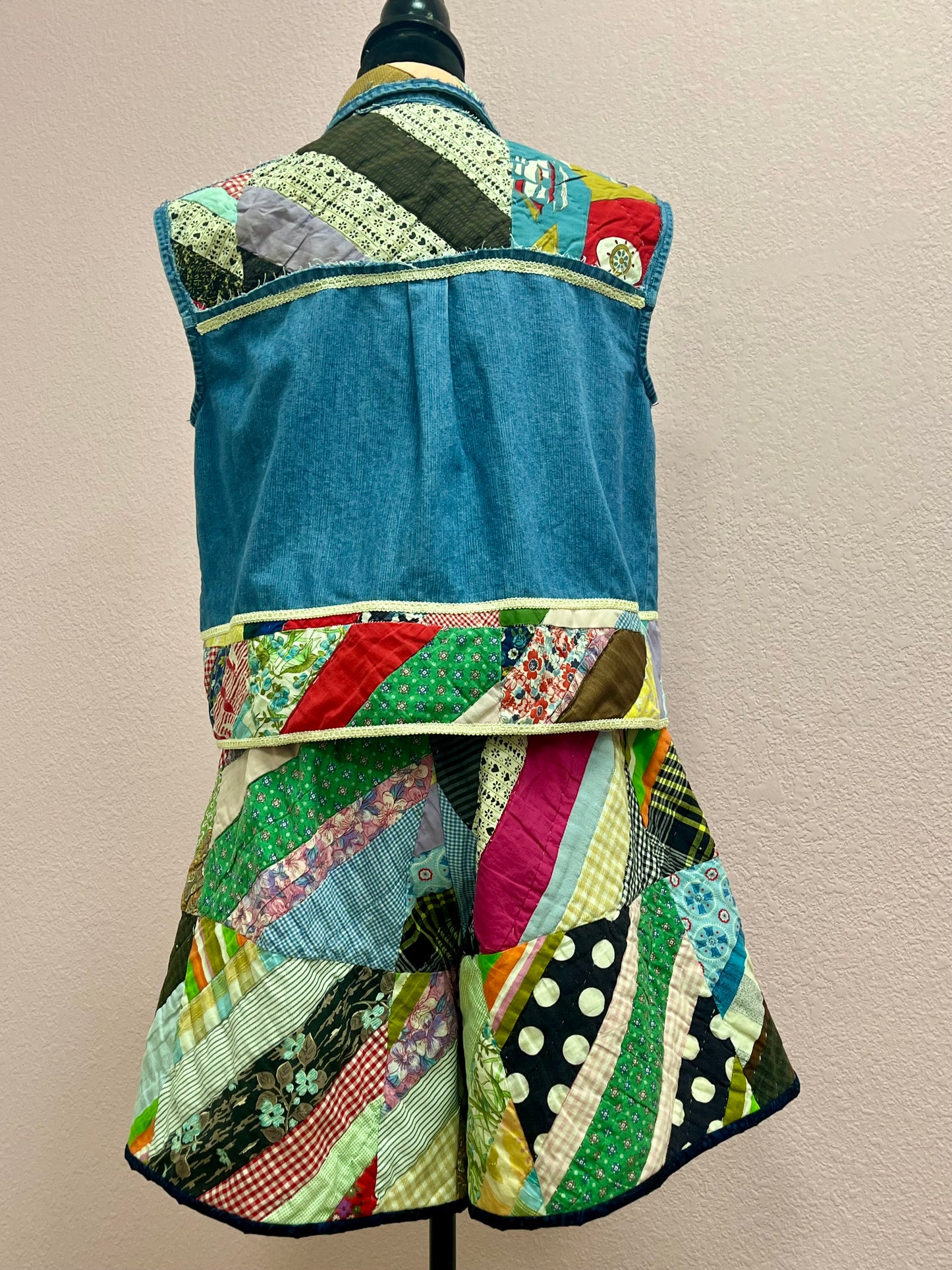 Handmade Quilted Short & Vest Set #310